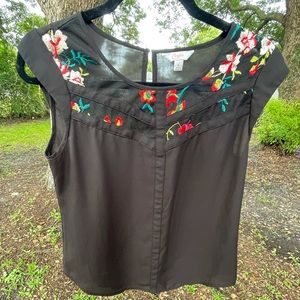 Candies, medium, sheer black blouse